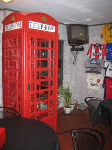 A red phone booth in Austin Riley's