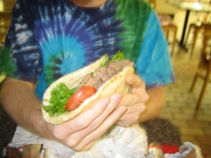 Close-up of the Arby's gyro