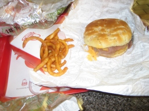 Arby's roast beef & cheddar with curly fries