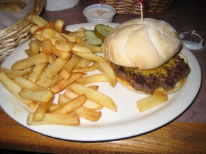 Burger and fries at Bobby's Too